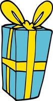 cartoon doodle wrapped gift vector