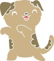 cute flat color style cartoon puppy vector