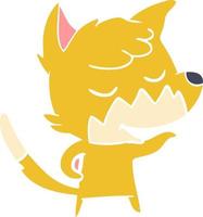 friendly flat color style cartoon fox vector