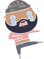 flat color style cartoon bearded dancer crying vector