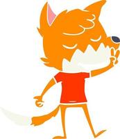 friendly flat color style cartoon fox vector