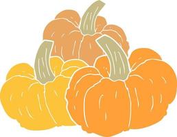 flat color illustration of a cartoon pumpkin vector