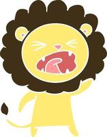 flat color style cartoon angry lion vector