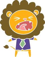 flat color style cartoon lion in business clothes vector