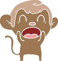 shouting flat color style cartoon monkey vector