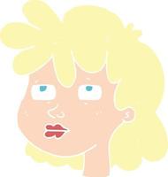 flat color illustration of a cartoon female face vector