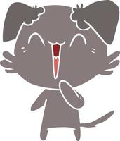 laughing little dog flat color style cartoon vector