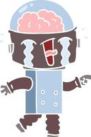 flat color style cartoon crying robot pointing vector