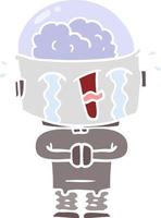 flat color style cartoon crying robot vector