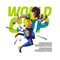 ilustración de la copa mundial de un jugador que controla el balón vector