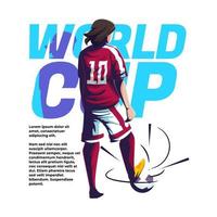 ilustración de la copa mundial de un jugador de pie sosteniendo la pelota