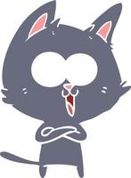 funny flat color style cartoon cat vector