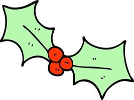 cartoon doodle christmas holly vector