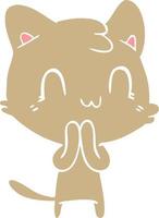 flat color style cartoon happy cat vector