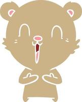 happy flat color style cartoon bear vector