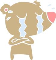 flat color style cartoon crying bear vector