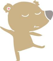 happy flat color style cartoon bear dancing vector