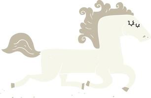 ilustración de color plano de un caballo corriendo de dibujos animados vector
