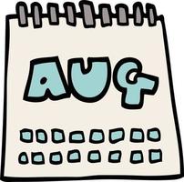 cartoon doodle calendar showing month of august vector