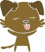 flat color style cartoon dog sticking out tongue vector