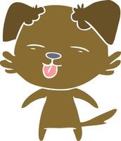 flat color style cartoon dog sticking out tongue vector