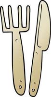 cartoon doodle plastic knife and fork vector