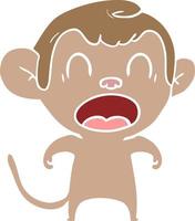 shouting flat color style cartoon monkey vector