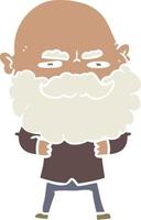 flat color style cartoon man with beard frowning vector