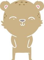 happy flat color style cartoon bear vector