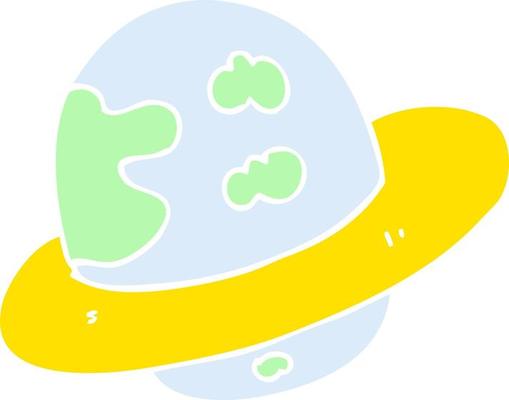flat color illustration of a cartoon planet