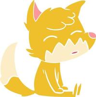 flat color style cartoon fox sitting vector