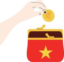 vietnam bandera vector dibujado a mano,vietnamita dong moneda vector dibujado a mano