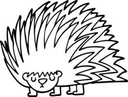 line drawing cartoon spiky hedgehog vector