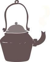 flat color illustration of a cartoon old black kettle vector