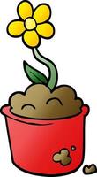 cartoon doodle flower pot vector