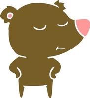 happy flat color style cartoon bear vector