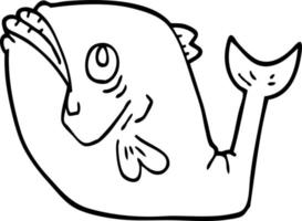 funny line drawing cartoon fish vector