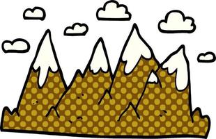 cartoon doodle mountain range vector