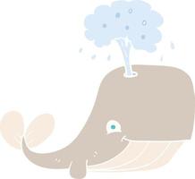 flat color illustration of a cartoon whale spouting water vector