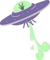 flat color illustration of a cartoon alien spaceship vector