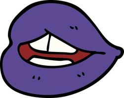 cartoon doodle purple lips vector