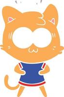 flat color style cartoon surprised cat vector