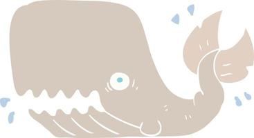 flat color illustration of a cartoon angry whale vector