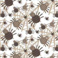 Halloween cartoon seamless web and spider pattern for wrapping paper and accessories and kids clothes print and notebooks and fabrics and hobbies vector