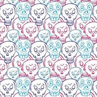 Dia de los muertos seamless vector pattern. The main symbols of the holiday on the dark background. Day of the dead.