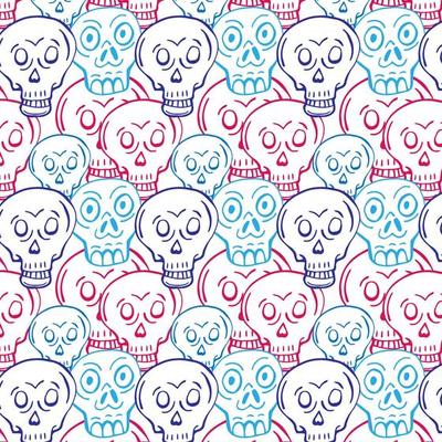 Dia de los muertos seamless vector pattern. The main symbols of the holiday on the dark background. Day of the dead.