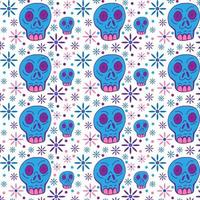 Dia de los muertos seamless vector pattern. The main symbols of the holiday on the dark background. Day of the dead.