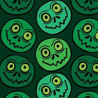 patrón de ilustración vectorial con dibujos animados de cara de zombie vector