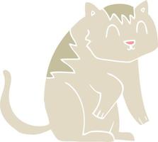 flat color illustration of a cartoon cat vector