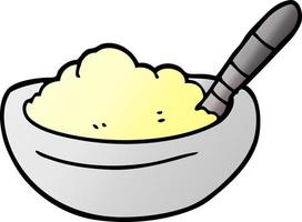 cartoon doodle bowl of mashed potato vector